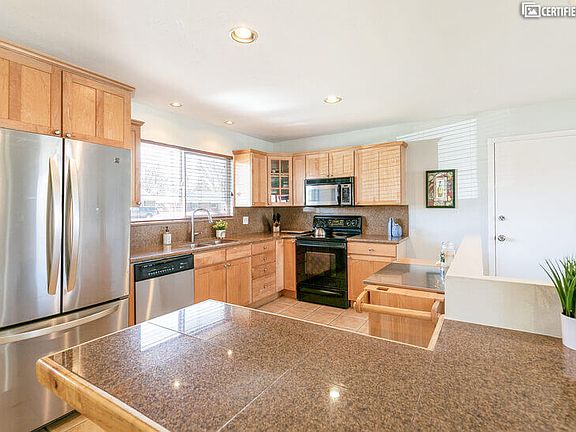 Kitchen with stainless steel appliances