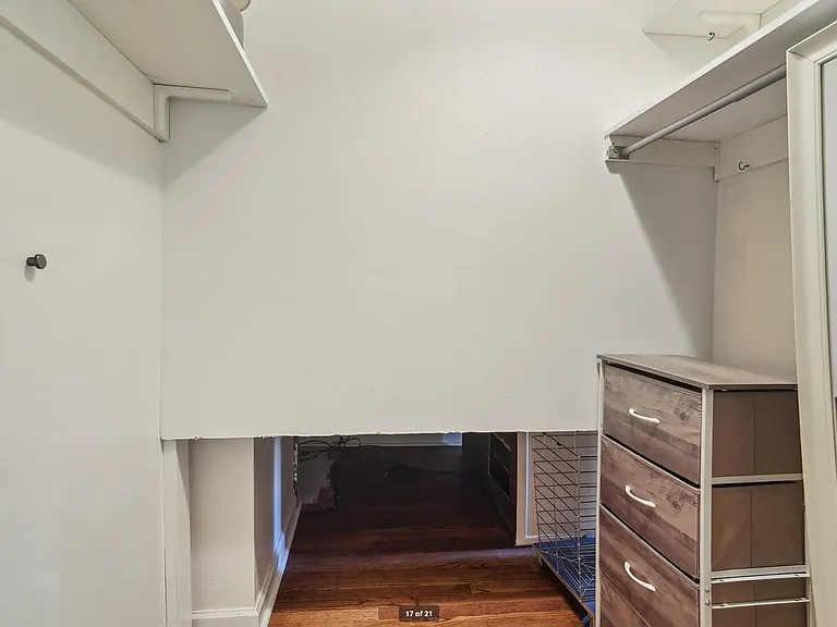 Walk-in closet and under-bed storage.