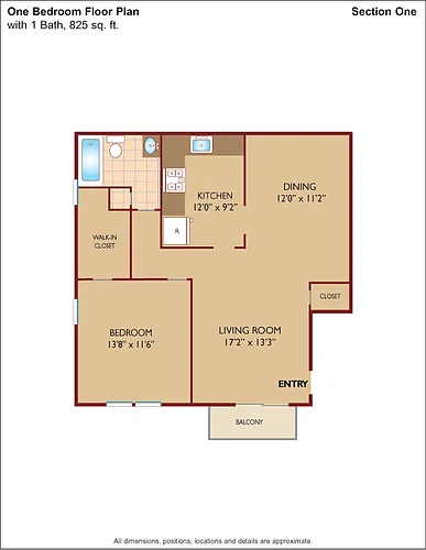 Floor plan $2.11/sq.ft. - One Bedroom