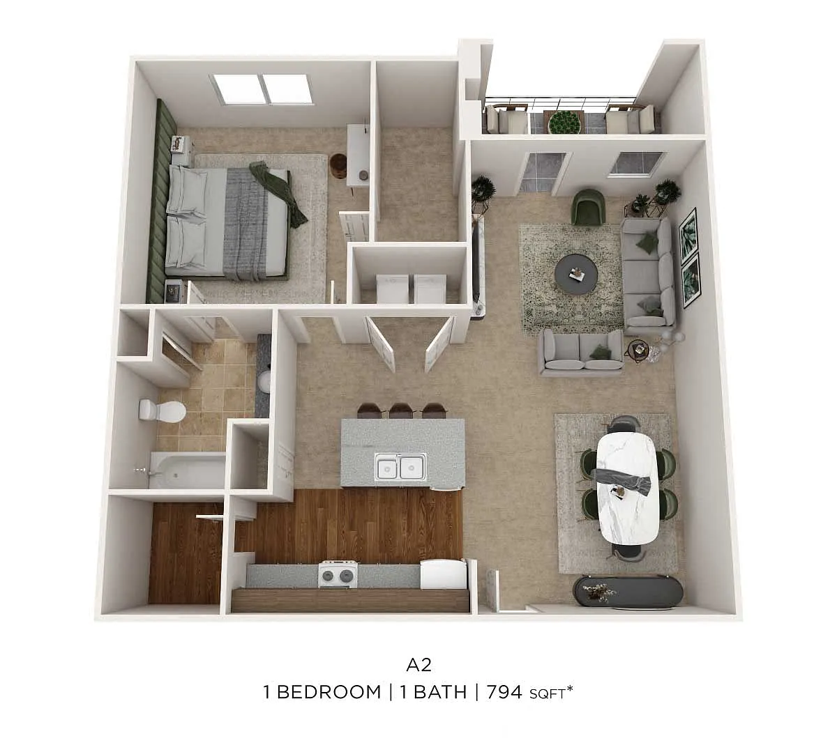 Floor plan One Bedroom-794 sqft