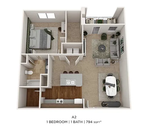 Floor plan One Bedroom-794 sqft