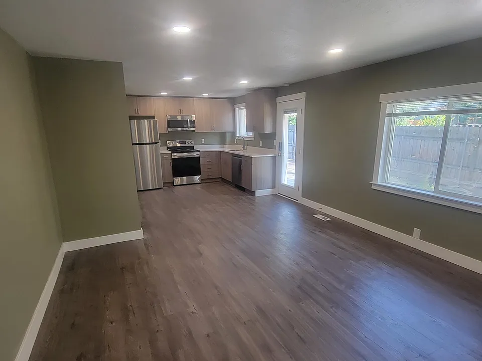 living room and open kitchen