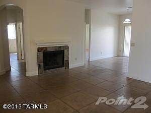 Open living room with fireplace