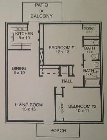 Floor plan 2 bed/1.5 bath