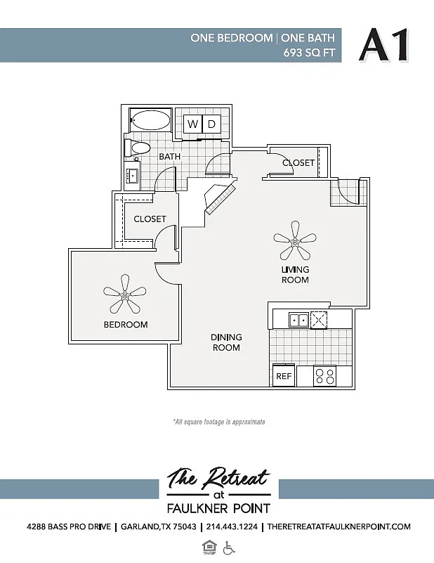 Floor plan 1 Bed/1 Bath Gold