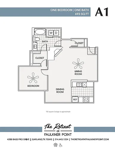 Floor plan 1 Bed/1 Bath Gold