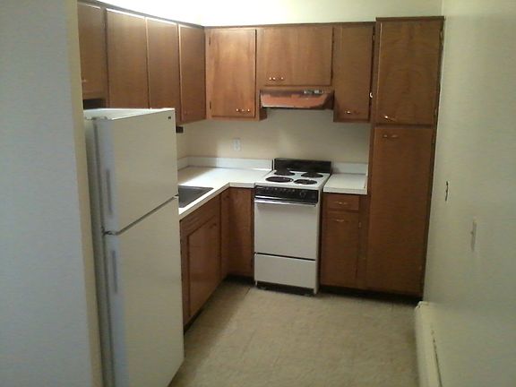 Kitchen is small but functional.