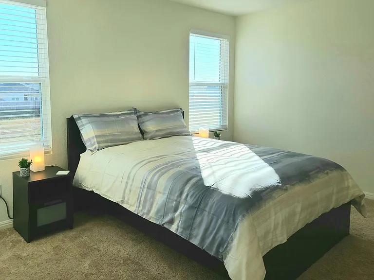 Bedroom #1 Queen size bed with private bathroom located in the second floor