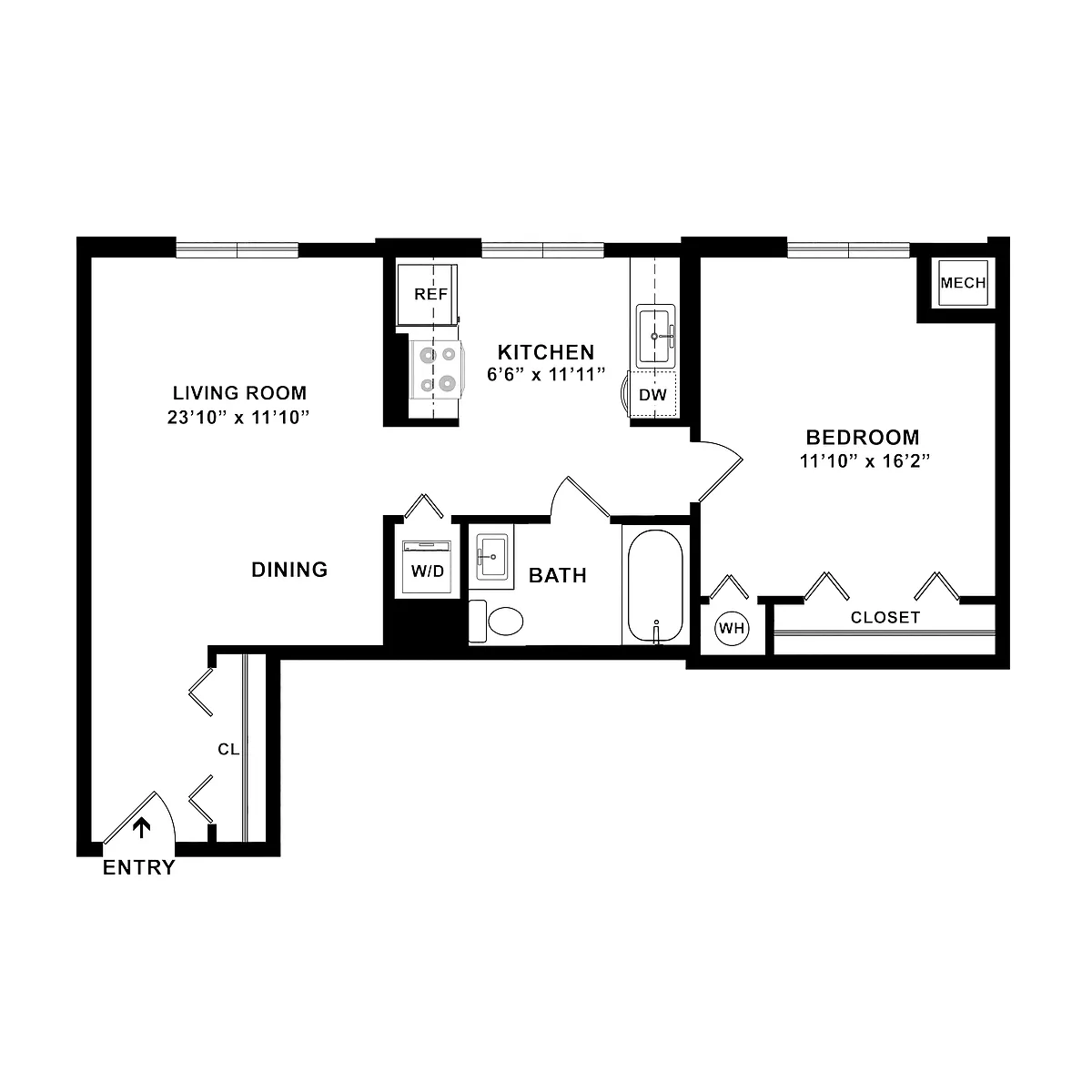 Floor plan One Bedroom Plus
