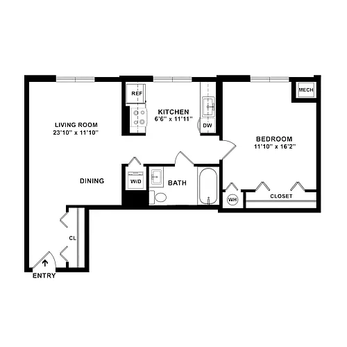 Floor plan One Bedroom Plus