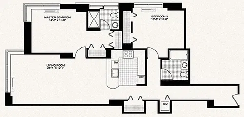 Floor plan 2 Bed - 2 Bath