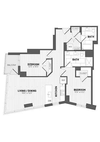 Floor plan 2 Bed/2 Bath-D-1