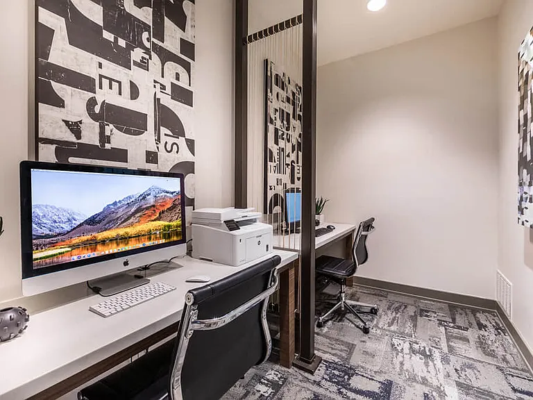 Concourse offers private workstations complete with computers and printer.