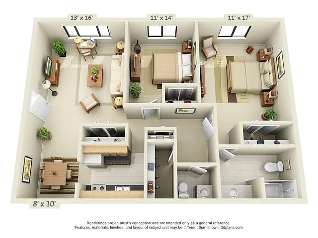 Floor plan 2 Bedroom Style B