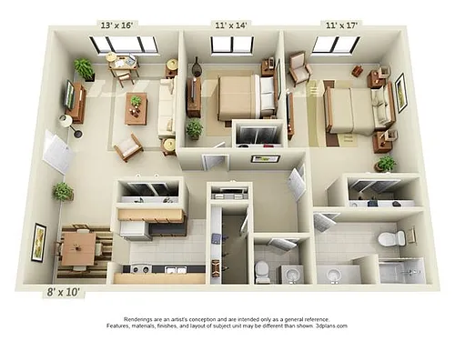Floor plan 2 Bedroom Style B