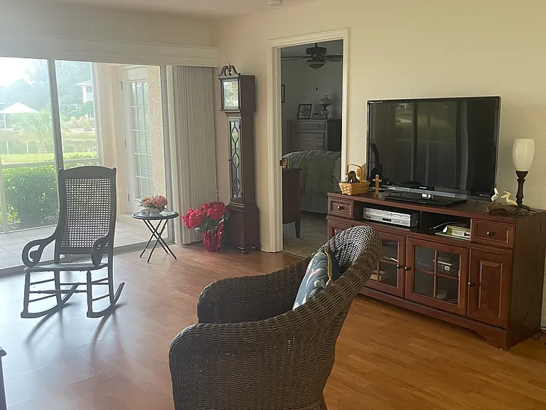 Living room with lake view