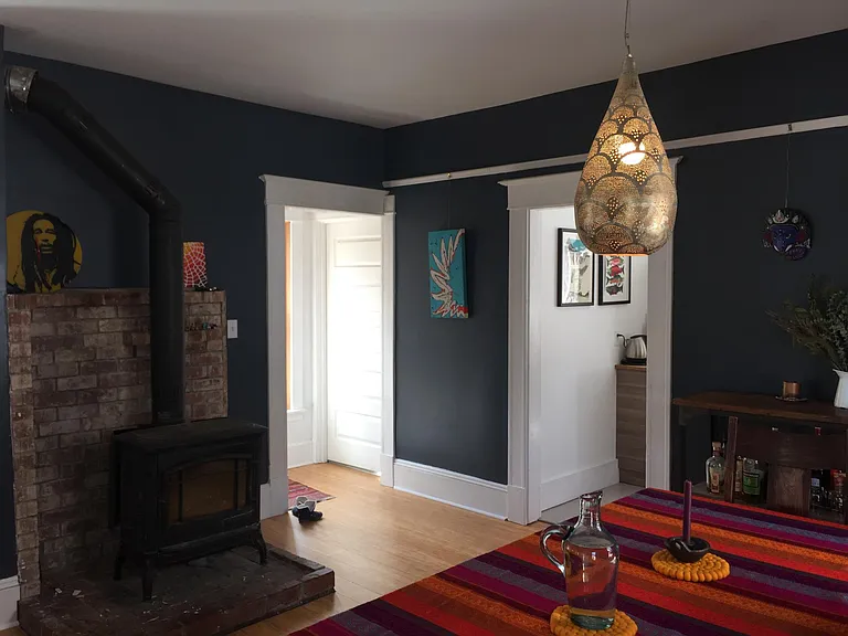 Dining room, entry to bath (L), kitchen (R)