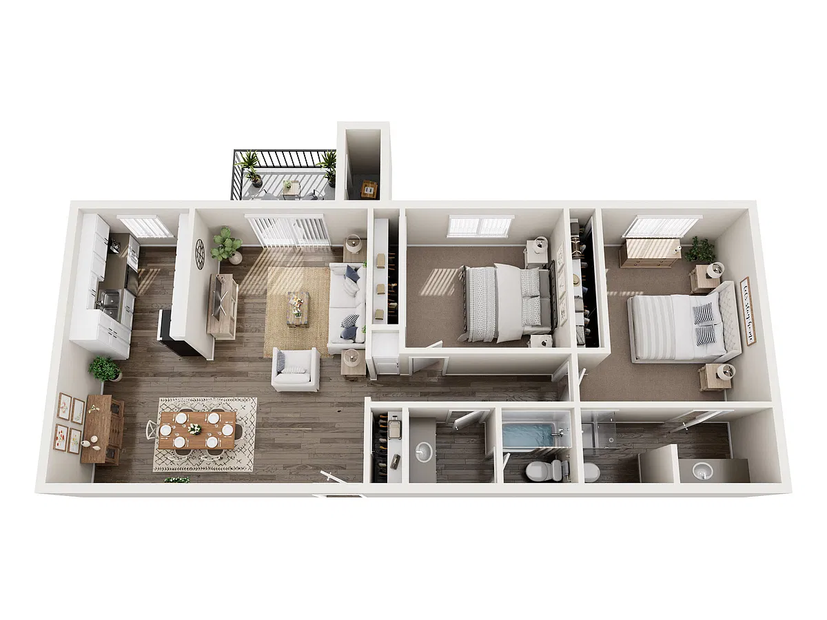Floor plan Two Bedroom Two Bathroom D