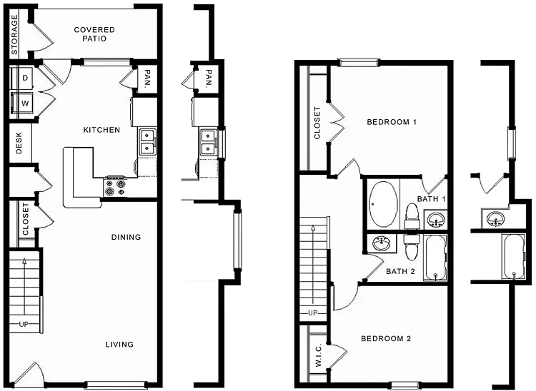Floor plan B2TH 2x2 Townhome