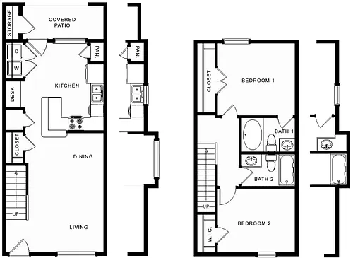 Floor plan B2TH 2x2 Townhome