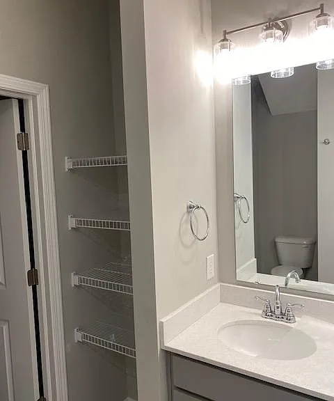 Master bathroom storage.