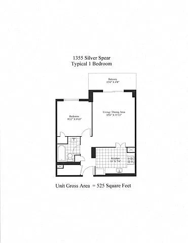Floor plan 1 Bedroom 1 Bed 1 Bath