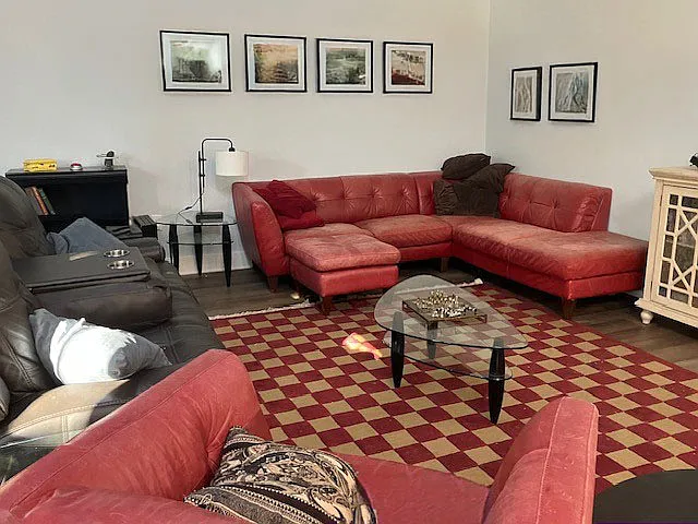 Living room includes large smart TV