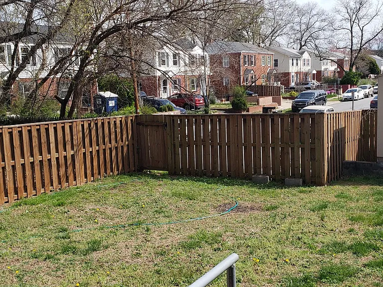fenced back yard