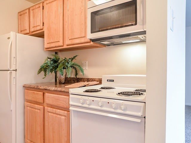 Maple kitchen-built in microwave