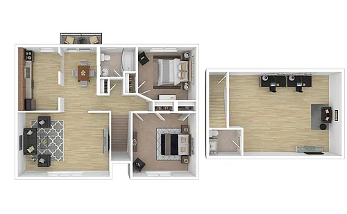 Floor plan 2 Bedroom, 1.5 Bathroom with Basement