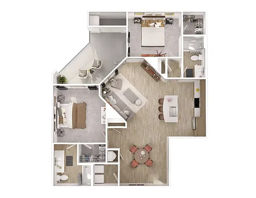 Floor plan B4 - Two Bedroom, Two Bathroom