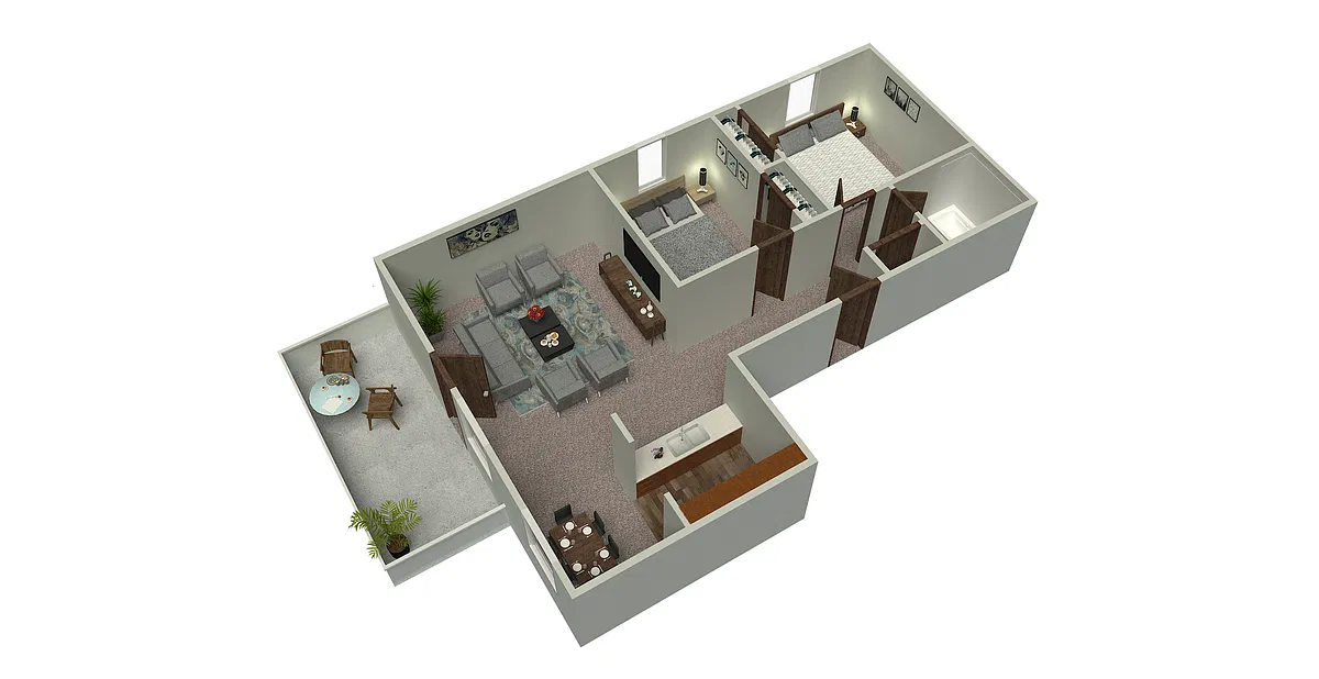 Floor plan 2 Bed 1 Bath B