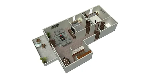 Floor plan 2 Bed 1 Bath B