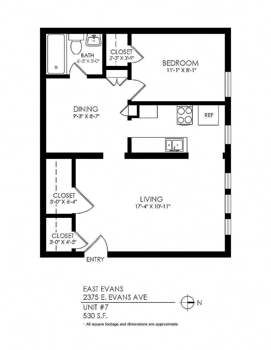 Floor plan One Bedroom, One Bathroom