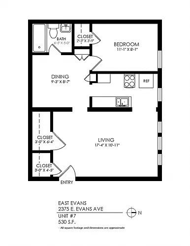 Floor plan One Bedroom, One Bathroom