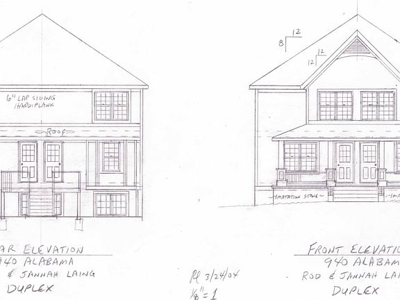 Front and back elevations