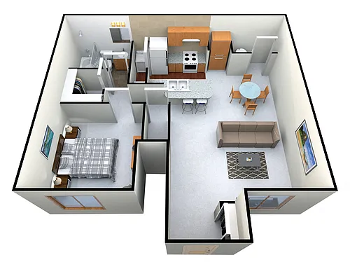 Floor plan One Bedroom One Bath