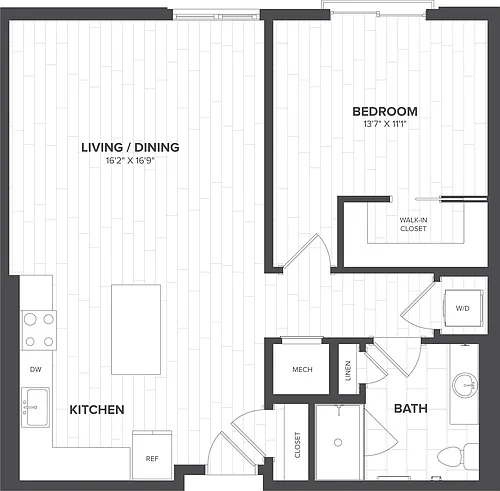 Floor plan 1 Bed-1 Bath-A2