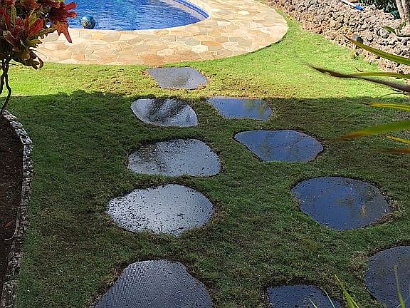 Pavers from shower to pool
