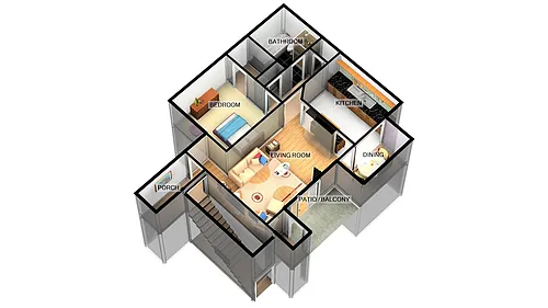 Floor plan 1 Bed, 1 Bath (60% Income Restricted)