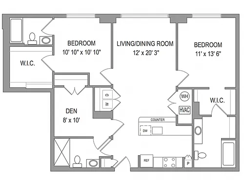 Floor plan 2x3 Den Handicap Accessible
