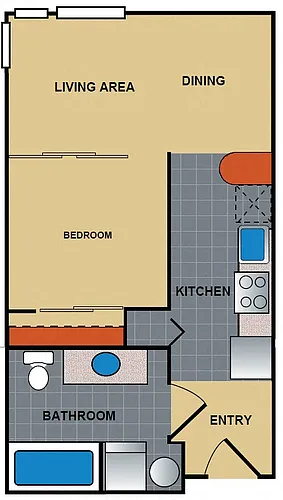Floor plan Ellipse Open 1 Bedroom