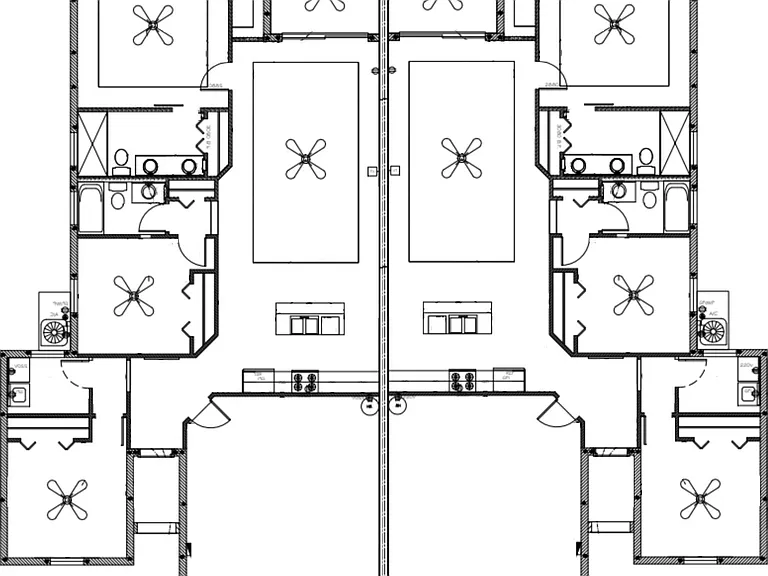 3 Bedroom, 2 Bath floorplan. Design allows easy modification for a home office as desired in the front bedroom