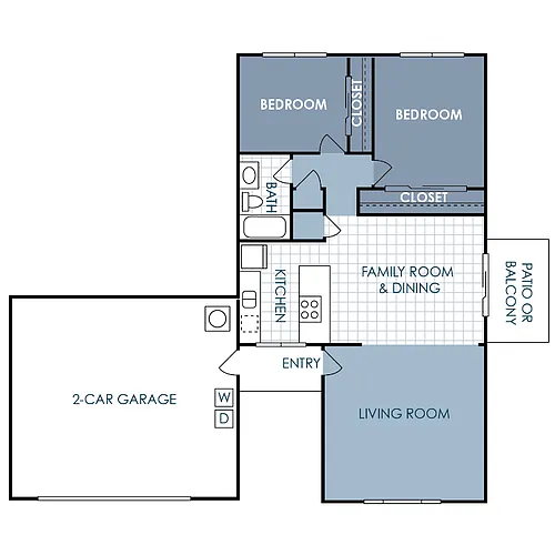 Floor plan 2 Bedroom 1 Bathroom with Garage