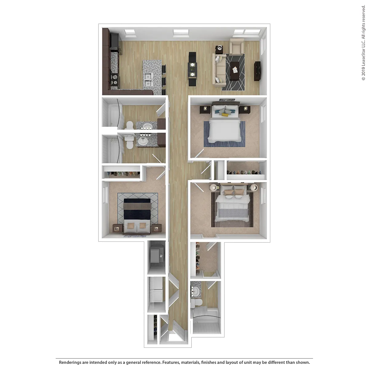 Floor plan The Key (per bed)