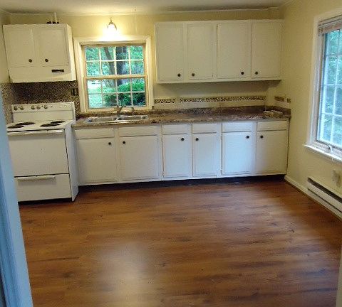 Kitchen with new laminate flooring