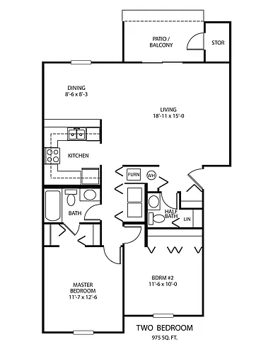 Floor plan Two Bedroom - Large
