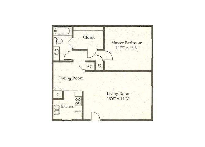 Floor plan Junior One Bedroom