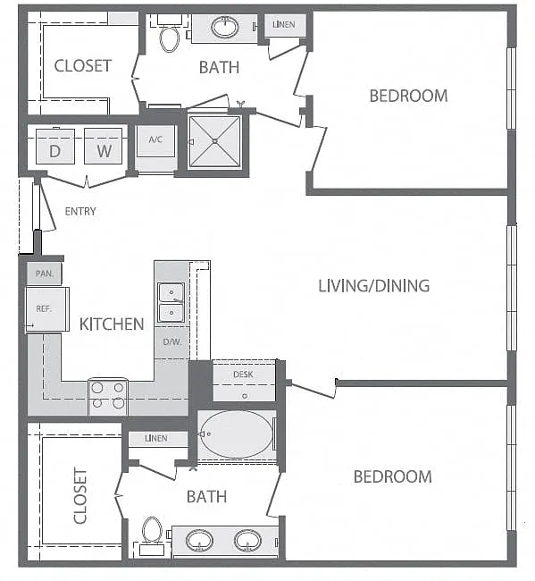Floor plan B2 2Bed 2Bath
