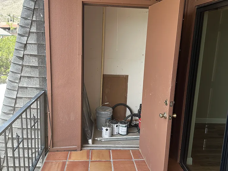 Storage room off of the balcony. I will install shelves in the storage room shortly.